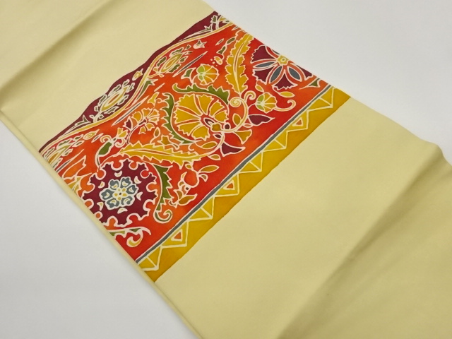 JAPANESE NAGOYA OBI / SHIOZE / KATAZOME / ABSTRACT ARABESQUE